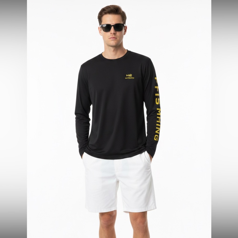 Bassdash Long Sleeve Black Shirt for Men UV Sun Protection UPF 50+ T-Shirt XL